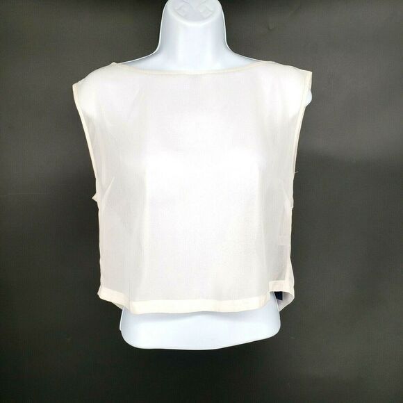 Tildon Top shirt Sheer Open Back Boxy - Picture 1 of 11